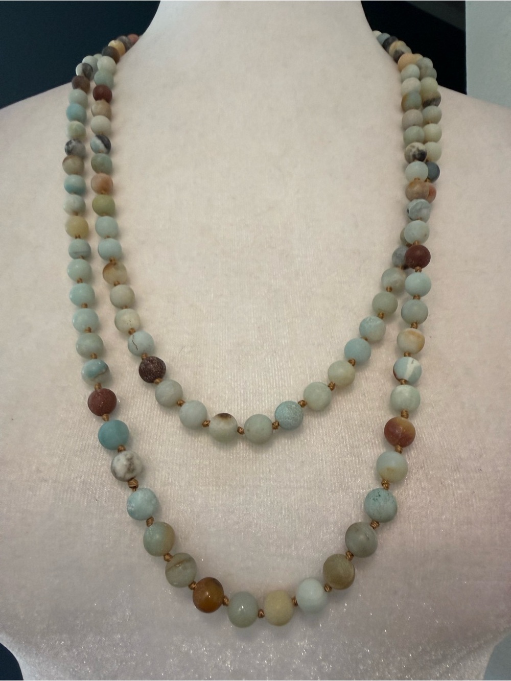 Multi-Color Amazonite Beaded Long Necklace - Women Jewelry